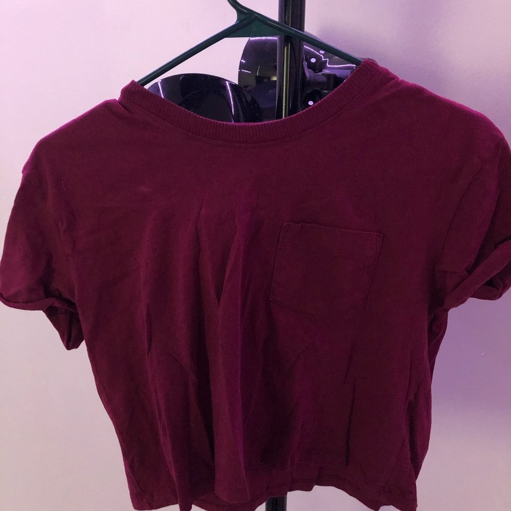 NWOT Burgundy Pocket Crop Top